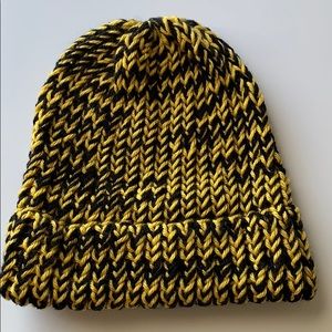 Knit Winter Cuff Hat, Black and Gold